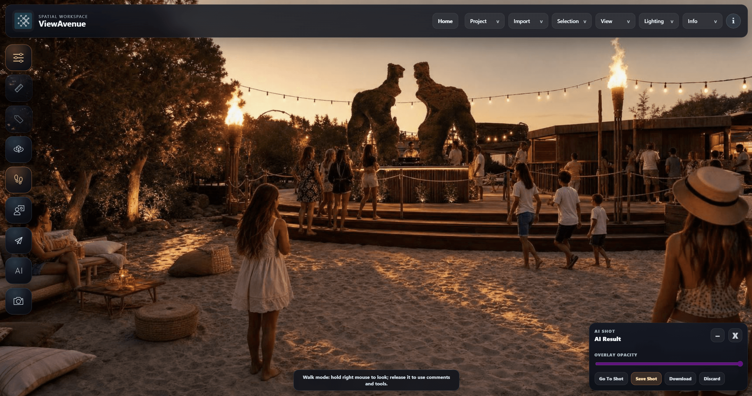 An AI-assisted event concept developed from a captured venue